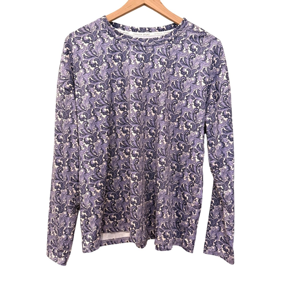Tuckernuck Sport‎ Womens XL Long Sleeve Crew Neck Top Purple Paisley Athletic
